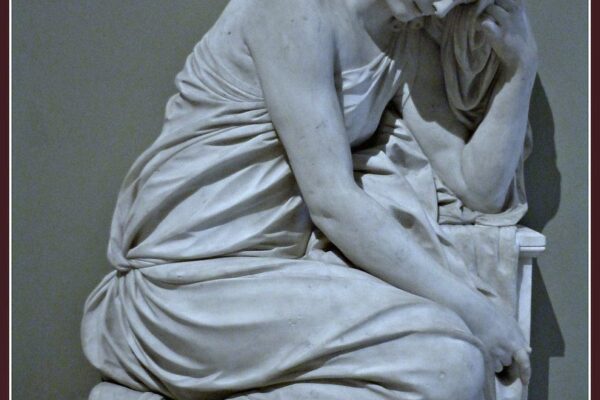 Escultura de una mujer arrodillada que llora (Ignace Broche, 1778)